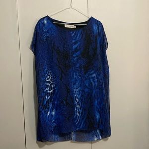 Mya Fashion Blue and Black Animal Print Design Tunic top